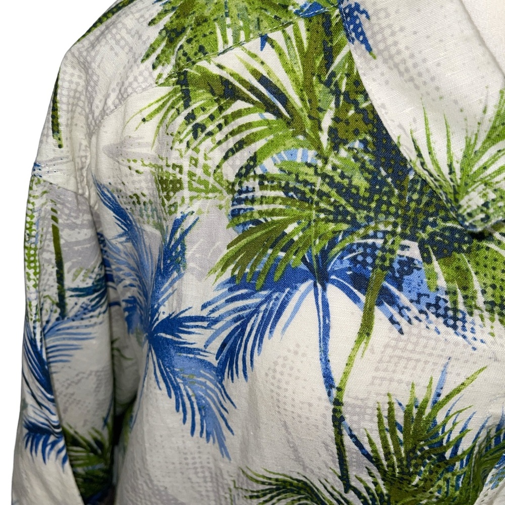 Cubavera Men's Shirt  4XLT Blue/White/Green Button Up Short Sleeve Leaf Print - Picture 4 of 11